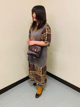「柄×柄」｜「アイテム（バレエシューズ）」を使った、ORientalTRaffic 横浜ジョイナス店さん（レディース・157cm）の秋コーディネート