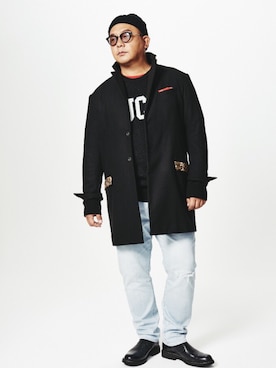 「ポチャメン」｜「アイテム（ジャケット/アウター）」を使った、木下隆行さん（メンズ・183cm）の秋コーディネート