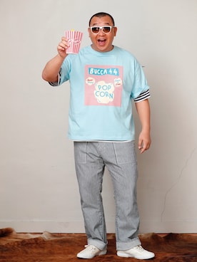 「ヒッコリーデニム」｜木下隆行さん（メンズ・183cm）の夏コーディネート