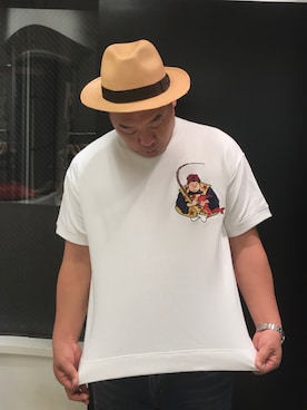 「ポチャメン」｜「アイテム（スウェット）」を使った、木下隆行さん（メンズ・183cm）の夏コーディネート