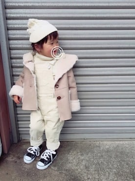 「GLOBAL WORK（グローバルワーク）のアイテム（オールインワン・サロペット）」を使った、kanaさん（キッズ・90cm）の冬コーディネート