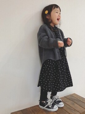 「アイテム（シャツワンピース）」を使った、kanaさん（キッズ・90cm）の冬コーディネート