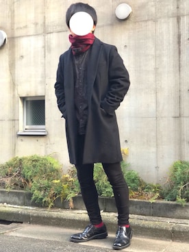 「JOURNAL STANDARD relume（ジャーナルスタンダード　レリューム）のアイテム（チェスターコート）」を使った、OGさん（メンズ・165cm）の冬コーディネート