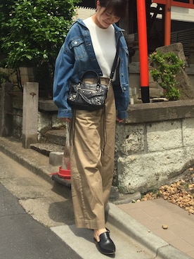 「UNIQLO（ユニクロ）のワッフルクルーネックT（5分袖）（Tシャツ/カットソー）」を使った、ayaaaさん（レディース・164cm）の春コーディネート