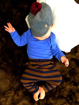 「Familiar （ファミリア）のアイテム（帽子）」を使った、naaaaaaa70さん（キッズ・70cm）の秋コーディネート