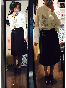 「UNKNOWN.（アンノウン）のアイテム（スカート）」を使った、滕芸さん（レディース・166cm）の冬コーディネート