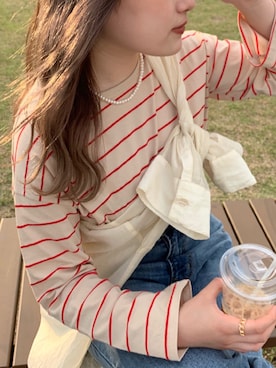 「OpenCLOSE（オープンクローズ）のアイテム（トップス）」を使った、mayu さん（レディース・153cm）の春コーディネート