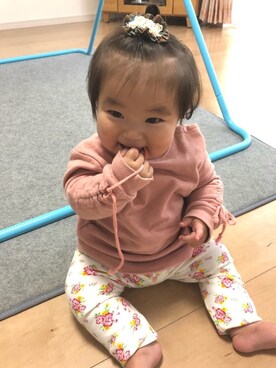 「9ヶ月」｜「アイテム（ワンピース/ドレス）」を使った、Riさん（キッズ・70cm）の春コーディネート