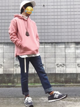 「EDWIN（エドウィン）のアイテム（帽子）」を使った、shouさん（メンズ・168cm）の冬コーディネート