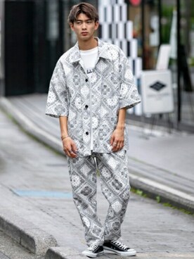 「BLUE MEN TRIP（ブルーメントリップ）のアイテム」を使った、En serio TOKYO officialさん（メンズ・175cm）の夏コーディネート