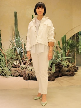 「united arrows」｜「アイテム（デニムジャケット）」を使った、渡邉 早樹さん（レディース・168cm）の春コーディネート
