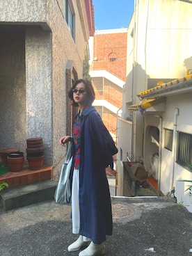 「花柄」｜「アイテム（ナイロンジャケット）」を使った、味付王子さん（レディース・153cm）の春コーディネート