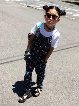 「H&M（エイチ・アンド・エム）のアイテム（つなぎ/オールインワン）」を使った、chi-chiさん（レディース・165cm）の夏コーディネート