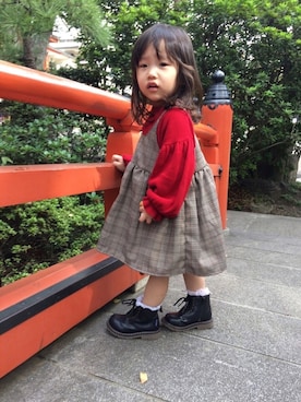 「お宮参り」｜「アイテム（ワンピース/ドレス）」を使った、fuuuʕ•ᴥ•ʔさん（キッズ・100cm）の秋コーディネート