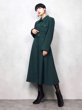 「レトロ」｜「アイテム（ステンカラーコート）」を使った、COLLENTE(ambi)さん（レディース・160cm）の冬コーディネート