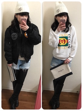 「chanel」｜「アイテム（ニットキャップ/ビーニー）」を使った、a.n.さん（レディース・160cm）の冬コーディネート
