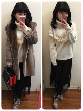 「しまむら（シマムラ）のアイテム（ムートンコート）」を使った、a.n.さん（レディース・160cm）の冬コーディネート