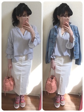 「Rodeo Crowns（ロデオクラウンズ）のアイテム（デニムジャケット）」を使った、a.n.さん（レディース・160cm）の春コーディネート