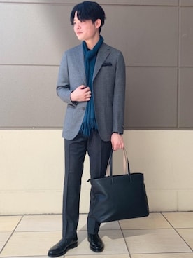 「ビジネス」｜「アイテム（スリッポン）」を使った、OKuyama_sさん（メンズ・177cm）の秋コーディネート