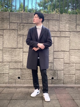 「green label relaxing（グリーンレーベルリラクシング）のアイテム（チェスターコート）」を使った、OKuyama_sさん（メンズ・177cm）の秋コーディネート