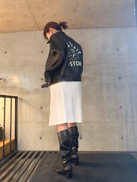 「ロックコーデ」｜「アイテム（その他アウター）」を使った、ありなさん（レディース・173cm）の春コーディネート