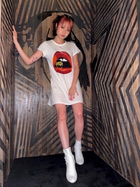 「ロックコーデ」｜「アイテム（ワンピース/ドレス）」を使った、ありなさん（レディース・173cm）の夏コーディネート