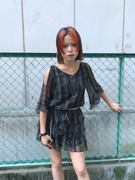 「ロックコーデ」｜「アイテム（ワンピース/ドレス）」を使った、ありなさん（レディース・173cm）の夏コーディネート
