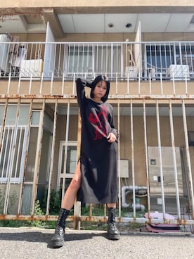 「ロックコーデ」｜「アイテム（ワンピース/ドレス）」を使った、ありなさん（レディース・173cm）の秋コーディネート