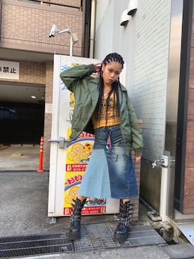 「70'sコーデ」｜「アイテム（ブルゾン）」を使った、ありなさん（レディース・173cm）の秋コーディネート