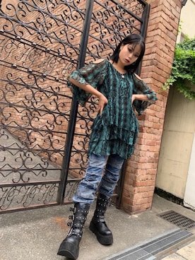 「ロックコーデ」｜「アイテム（ワンピース/ドレス）」を使った、ありなさん（レディース・173cm）の秋コーディネート