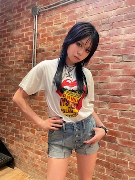 「70'sコーデ」｜「アイテム（アクセサリー）」を使った、ありなさん（レディース・173cm）の夏コーディネート