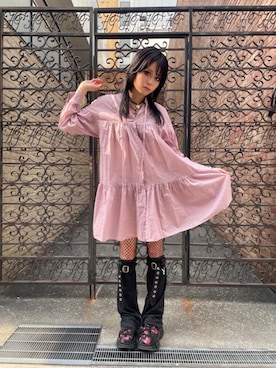 「ロックコーデ」｜「アイテム（ワンピース/ドレス）」を使った、ありなさん（レディース・173cm）の夏コーディネート
