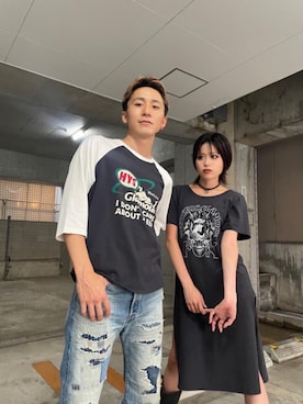 「ロックコーデ」｜「アイテム（ワンピース/ドレス）」を使った、ありなさん（レディース・173cm）の夏コーディネート