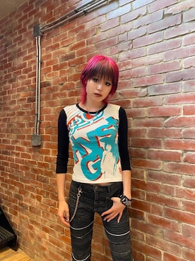 「70'sコーデ」｜「アイテム（アクセサリー）」を使った、ありなさん（レディース・173cm）の夏コーディネート