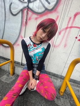 「70'sコーデ」｜「アイテム（アクセサリー）」を使った、ありなさん（レディース・173cm）の夏コーディネート