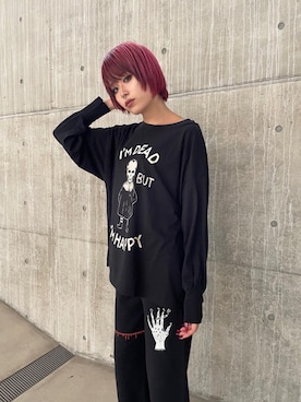 「ロックコーデ」｜「アイテム（スウェットパンツ）」を使った、ありなさん（レディース・173cm）の秋コーディネート