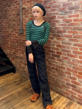 「でにむ」｜「アイテム（サンダル）」を使った、ありなさん（レディース・173cm）の冬コーディネート