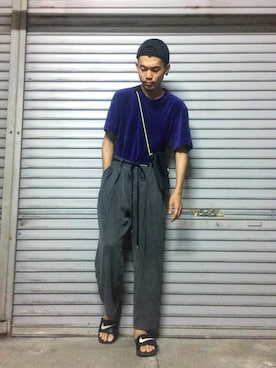 「roundabout（ラウンダバウト）のアイテム」を使った、平塚直人 さん（メンズ・175cm）の夏コーディネート