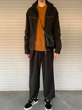 「SENSE OF PLACE by URBAN RESEARCH（センスオブプレイスバイアーバンリサーチ）のアイテム（スラックス、ブラック系）」を使った、ユーキ☆ﾐさん（メンズ・168cm）の春コーディネート