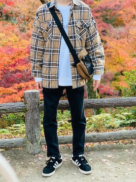 「しまむら（シマムラ）のアイテム（ジャケット/アウター、ベージュ系）」を使った、ユーキ☆ﾐさん（メンズ・168cm）の秋コーディネート