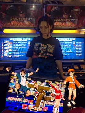 「DIMINISHのアイテム（Tシャツ/カットソー、ブルー系）」を使った、cheese74さん（レディース・172cm）の秋コーディネート