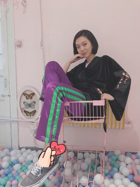 「NO LIMITS FUNのアイテム（ピーコート、ブラック系）」を使った、cheese74さん（レディース・172cm）の秋コーディネート