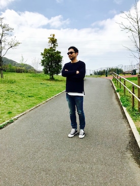 「WHITE LINE（ホワイトライン）のアイテム」を使った、kazuさん（メンズ・170cm）の春コーディネート