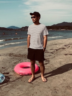 「WHITE LINE（ホワイトライン）のアイテム」を使った、kazuさん（メンズ・170cm）の夏コーディネート