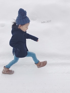 「kids」｜「アイテム（ピーコート）」を使った、バニージョイ☆さん（キッズ・110cm）の冬コーディネート