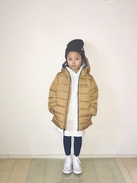 「アイテム（タイツ/ストッキング、ブルー系）」を使った、バニージョイ☆さん（キッズ・110cm）の秋コーディネート