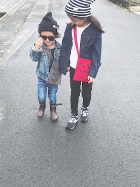 「D.fesense（ディーフェセンス）のアイテム（バッグ）」を使った、バニージョイ☆さん（キッズ・110cm）の秋コーディネート