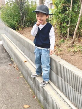 「BEAMS BOY（ビームスボーイ）のアイテム（キャップ）」を使った、バニージョイ☆さん（キッズ・110cm）の秋コーディネート