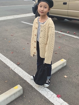 「CIAOPANIC TYPY（チャオパニックティピー）のアイテム（ハンチング/ベレー帽）」を使った、バニージョイ☆さん（キッズ・133cm）の秋コーディネート