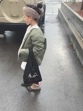 「RUGGEDWORKS（ラゲッドワークス）のアイテム（ダウンジャケット/コート）」を使った、バニージョイ☆さん（キッズ・133cm）の冬コーディネート